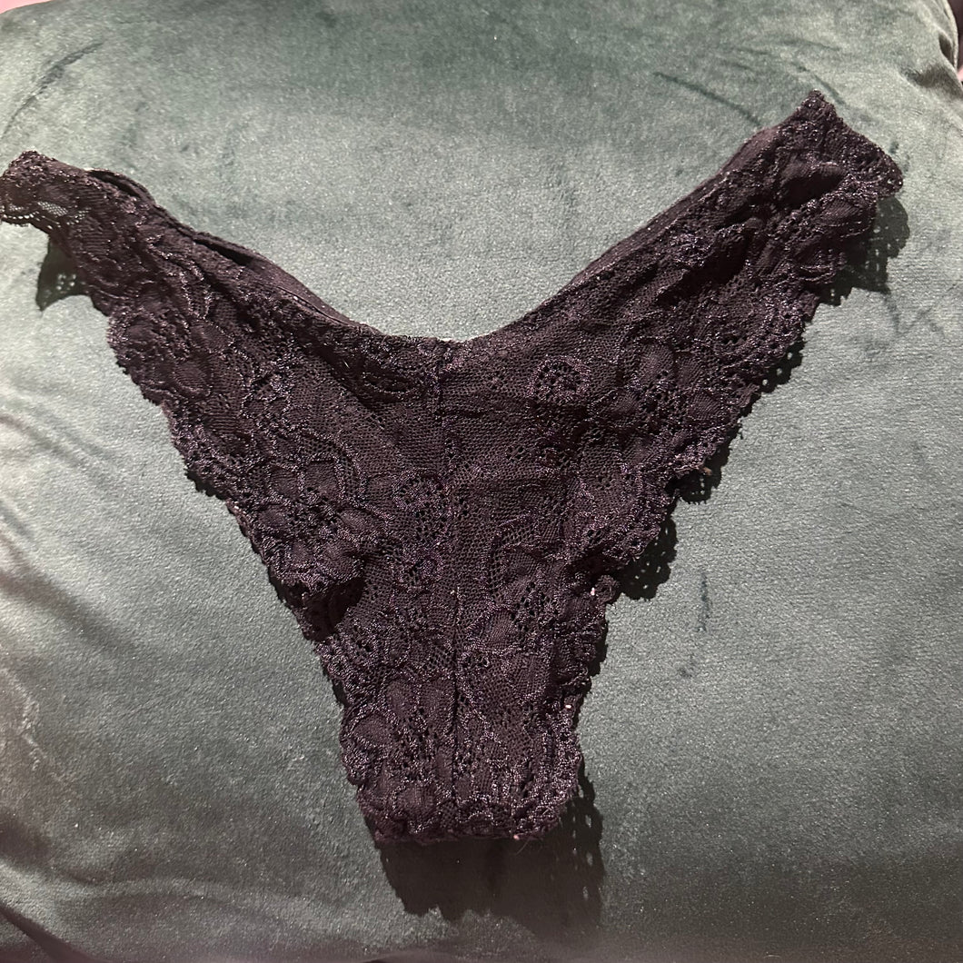 Black lace Brazilian panties