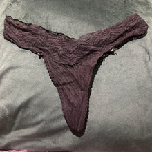 Load image into Gallery viewer, Lace thong cotton crotch &amp; oily pantyhose..
